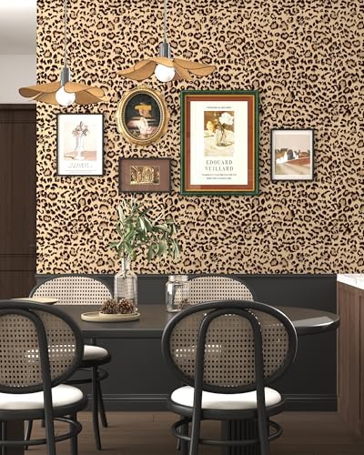 Leopard Peel and Stick Wallpaper Cheetah Contact Paper Brown 17.3''×78.8'' - Image 6