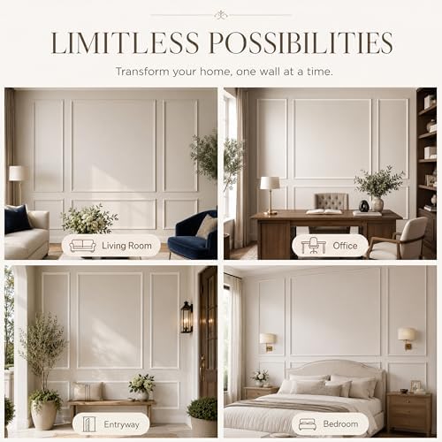 Pre-Cut Wall Molding Kit: Ready to Assemble Paintable Wainscoting Panels - Image 7