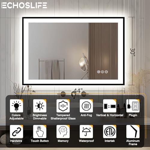 EchosLife 44x30 Bathroom Light up Mirror - Image 2