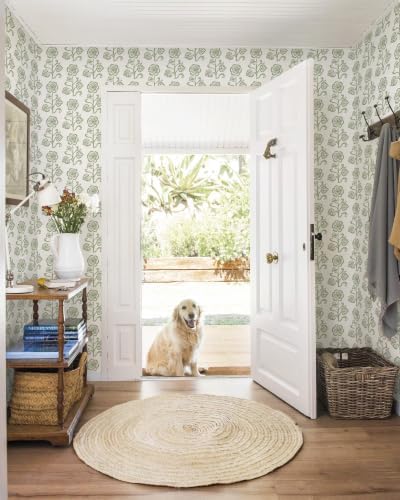 Dimoon Vintage Peel and Stick Wallpaper Sage Green Floral Contact Paper - Image 2