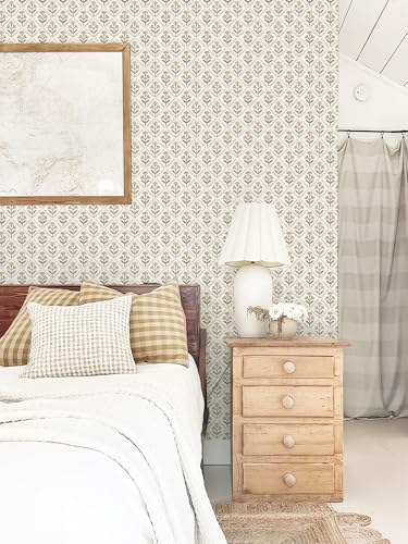 Dimoon 17.3''x78.7'' Peel and Stick Wallpaper Floral Beige Boho Neutral Cute - Image 3