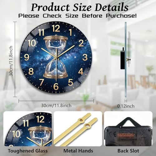 peacoblue Starry Hourglass Wall Clocks Battery Operated - Image 2