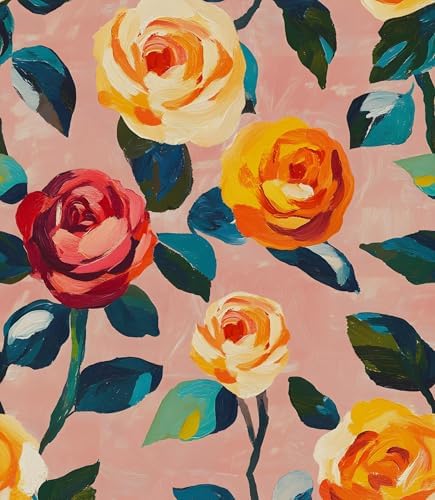 Laatse Watercolor Boho Floral Peel and Stick Wallpaper 17.5" x393" by Laatse