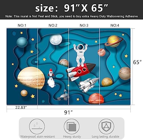 -Kindergarten Children Galactic Planet Fabric Wallpaper Living Room Bedroom - Image 4