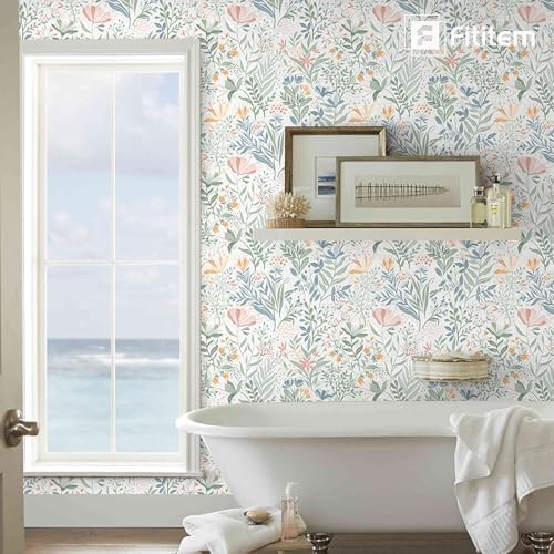 Fititem Floral Peel and Stick Wallpaper Boho Modern Wall Paper 17.3”×197” - Image 2