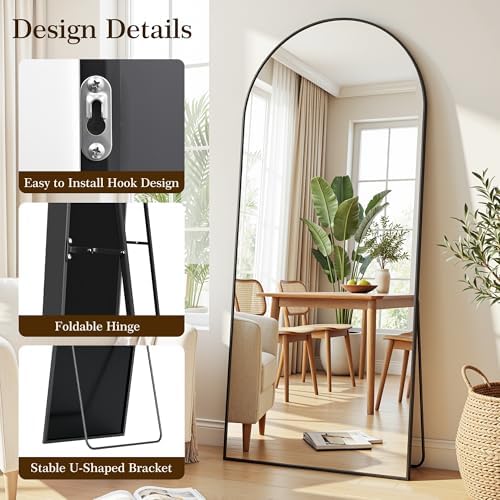 77"x38" Arched Full Length Mirror, Full Body Floor Mirror - Image 6