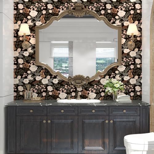 Brown Vintage Floral Peel and Stick Wallpaper 17.5" x 393" - Image 2
