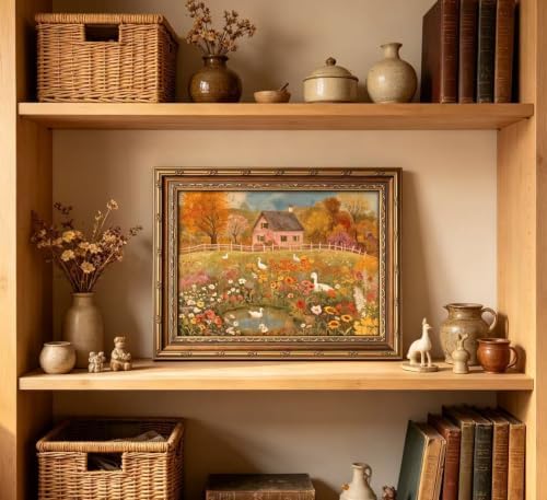 Vintage Gold Framed Autumn Country Cottage - Image 5