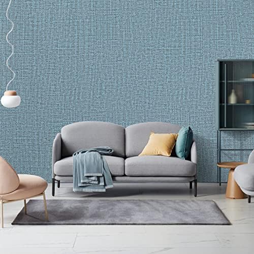 Peel and Stick Wallpaper Blue Grass Cloth Wall Paper - Image 6