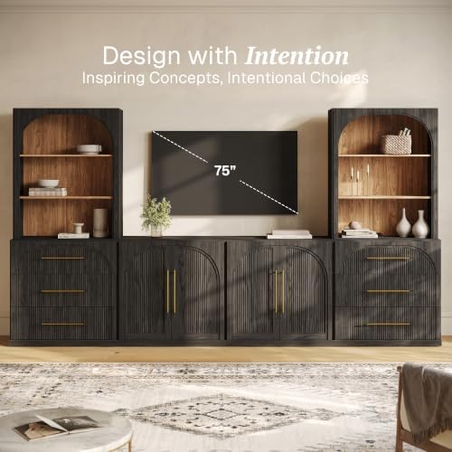 BELLEZE Jagger 130" Wall Unit 6-Piece Modular TV Stand - Image 3