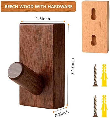 QUELLANCE Wood Coat Hooks Wall Mounted - Image 3