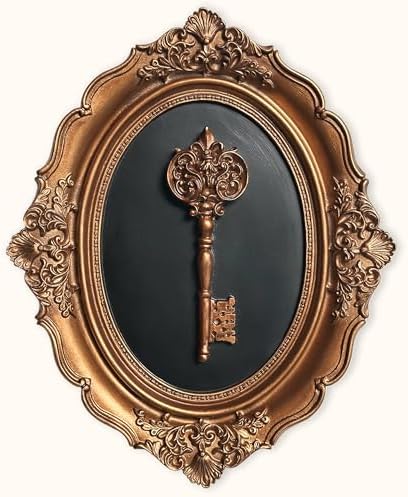 97 Decor Antique Key Wall Sculpture, Victorian Oval Ornate Pediment by 97Decor