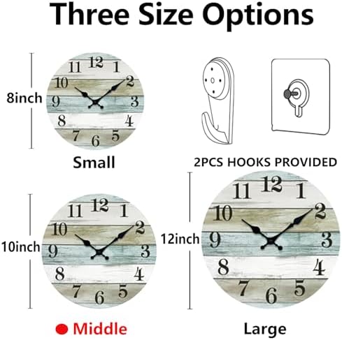 10 Inch Beach Wall Clock, Silent Non-Ticking Battery Operated - Image 3