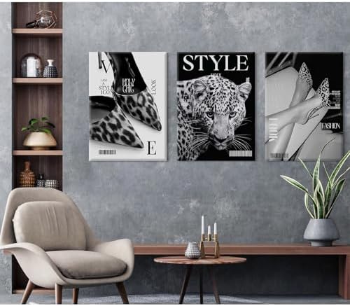 Black Leopard Wall Art Y2k Cheetah Canvas Wall Decor Fashion Trendy Posters - Image 5