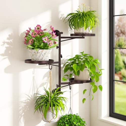 iDavosic.ly Wall Plant Holder, Rotating Floating Window Shelf 3-Tier Bronze by iDavosicly