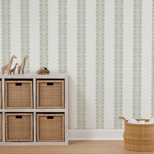 Spoonflower Sage Green Preppy Peel and Stick Wallpaper - Image 7