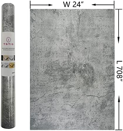 TOTIO Wide Grey Concrete Wallpaper Peel Stick 24x708inch Matte Thicken - Image 7