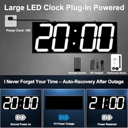 CHKOSDA 19 Inch Large Double Sided Digital Wall Clock - Image 6