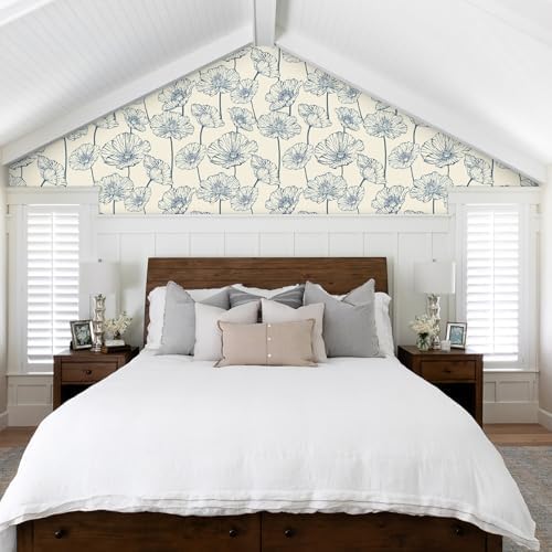 Orainege Peel and Stick Wallpaper Blue and Beige Wallpaper - Image 6