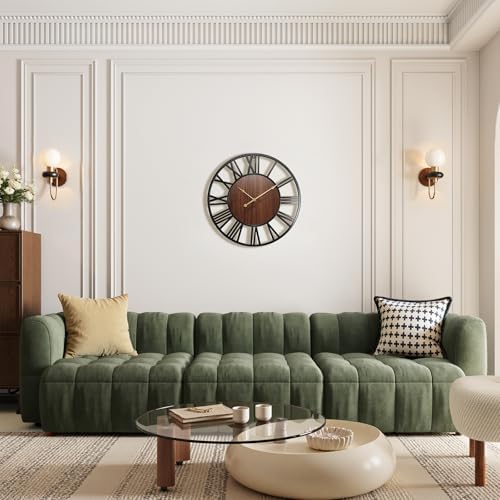 Vantic24 Inch Large Wall Clock, Roman Numeral Wood Oversized Wall Clock - Image 3