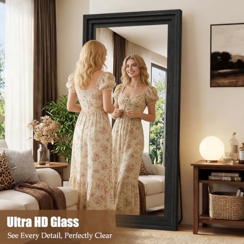 Wood Full Length Mirror 76"x34", Large Solid Wood Frame Floor Mirror - Image 6