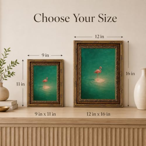 Vintage Gold Framed Pink Flamingo Canvas Wall Art 9x11 Inch - Image 4