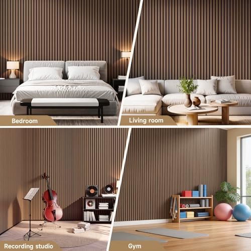 INMOZATA Soundproof Wood Slat Wall Panels, 4 Pack 94.5" x 7.9" - Image 6