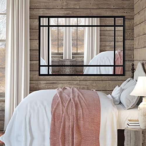 HQiJun Black Rectangle Mirror, Farmhouse Decorative Wall Mirror - Image 3