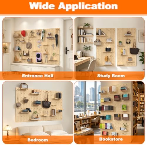 AMSXNOO Modular Wood Peg Board Wall Organizer Kits, 47.2X70.9IN/120X180CM - Image 4