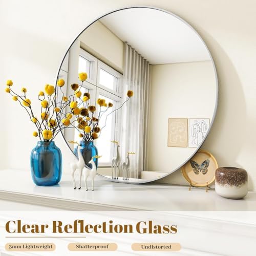 VooBang Large Silver Round Bathroom Mirror 42" - Image 4