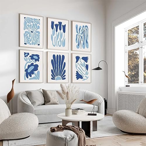 Youillne Matisse Flower Wall Art Prints Blue Abstract Wall Decor Aesthetic - Image 5