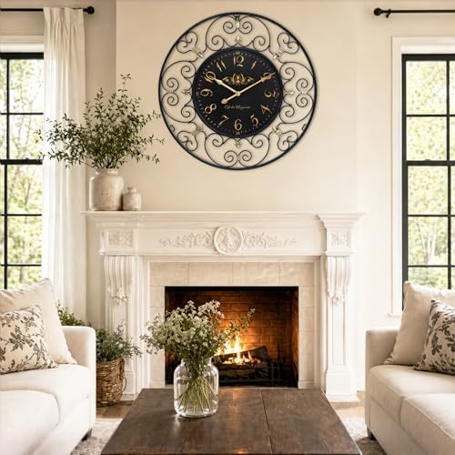 30 Inches Large Wall Clock, Farmhouse French Vintage Wall Clock, Silent Battery - Image 5
