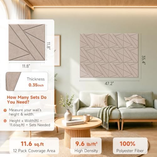 Acoustic Panels, 12 Pack Sound Proof Wall Panels, 11.8”x11.8” - Image 2