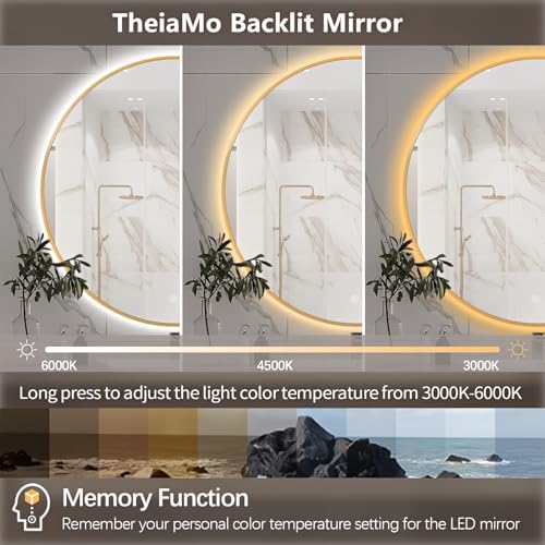 32" Round LED Bathroom Mirror, Wall Mounted Round Backlit Mirror LED Bathroom - Image 3
