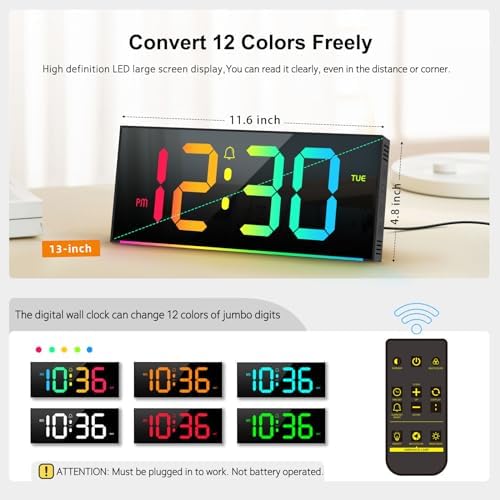 Abovsare Digital Wall Clock Large Display, LED Clocks - Image 2