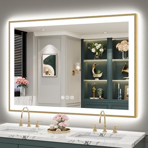 50x36 Gold LED Bathroom Mirror by Awandee