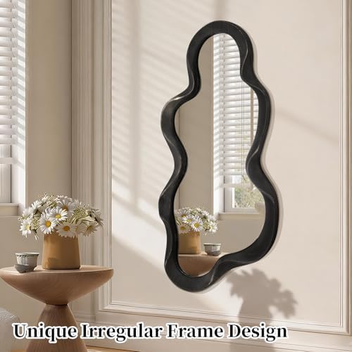 Large Asymmetrical Mirror Irregular Modern Cloud Wall Mirror Wood Frame Unique - Image 2