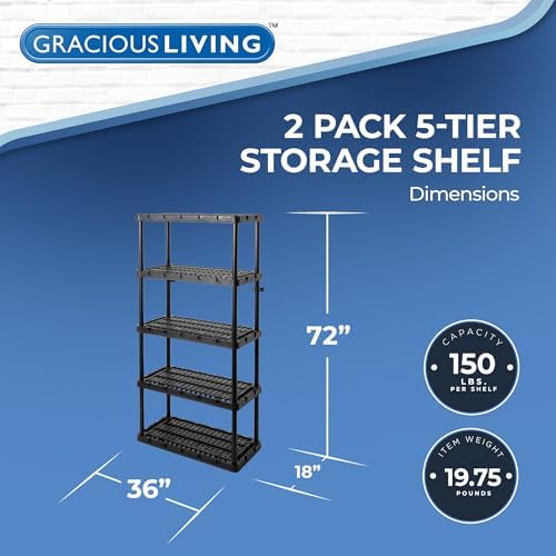 Gracious Living 2-Pack 5 Shelf Unit, Storage Shelves and Rack - Image 3