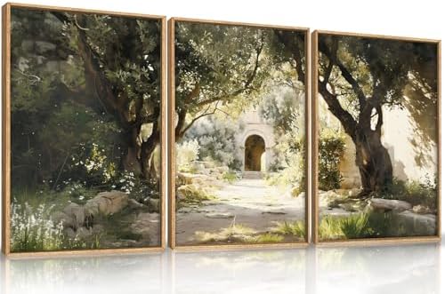 Garden of Gethsemane Landscape Framed Canvas Wall Art -24"x36"x3 - Image 5