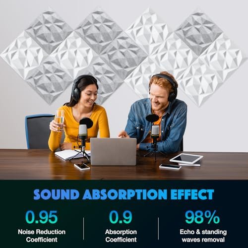 Acoustic 3D Wall Panels, 24 Pack Sound Proof Felt Panels - Image 3