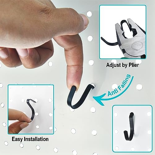 Pegboard J Hooks Black 80pcs Peg Board Metal Tool Hangers - Image 4