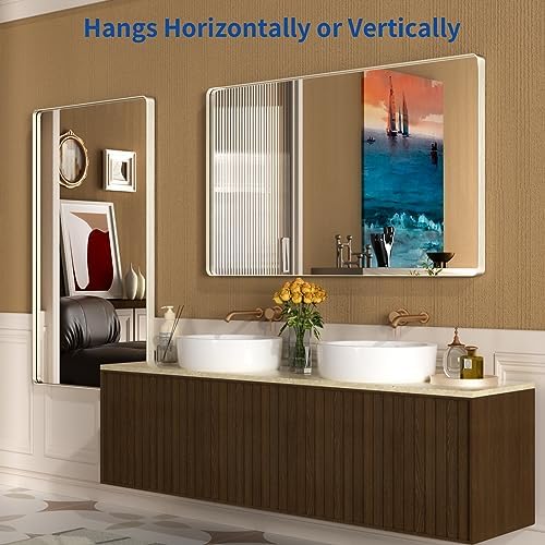 WEER Brushed Nickel Bathroom Vanity Mirror 60X36 Inch - Image 5