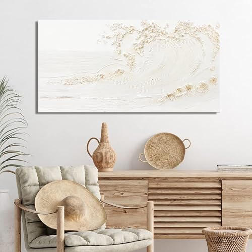 Canvas Wall Art Decor White Wall Art Silent Waves - Image 5