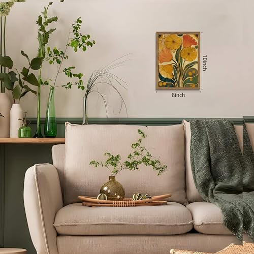 Framed Vintage Art Nouveau Floral Wall Art, Retro Rustic Botanical Artwork - Image 4