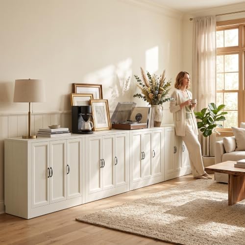 156" Modular Buffet Sideboard Cabinet Set of 4, Extra Long Storage Cabinet - Image 4