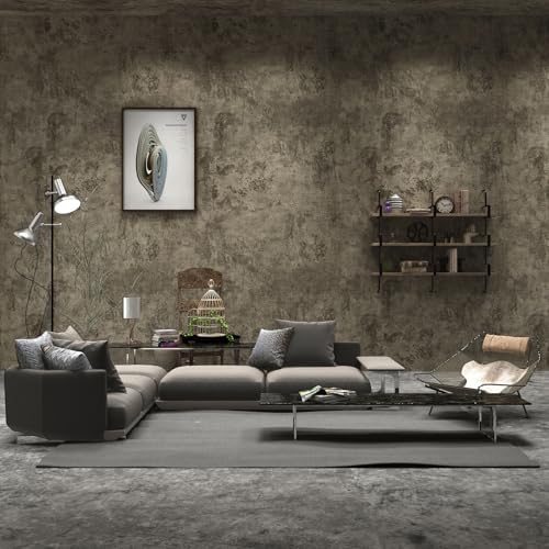 TOTIO Industrial Style Wallpaper Beige Grey Cement Concrete Contact Paper Self by TOTIO