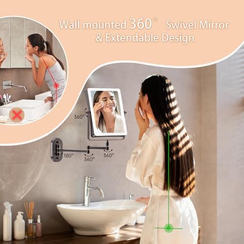 FASCINATE 8.7" 5000mAh Rechargeable Wall Mounted Makeup Mirror - Image 6