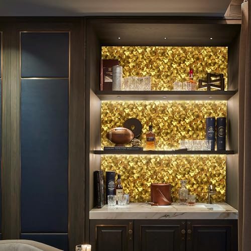 3D Gold Wall Panels Hexagon Metal Tile Gold Backsplash Tiles - Image 5