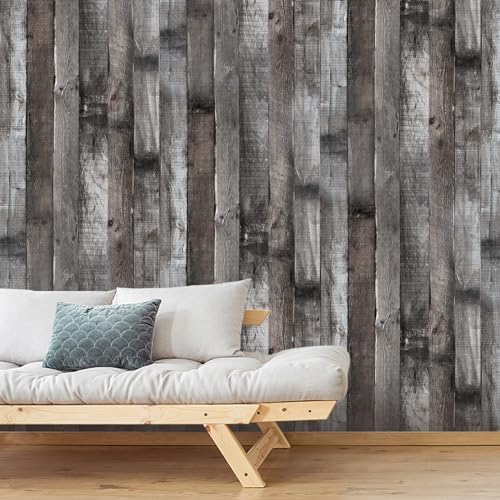 Yun-aeon Natural Wood-Dark Grey Contact Paper Peel and Stick Wallpaper - Image 5