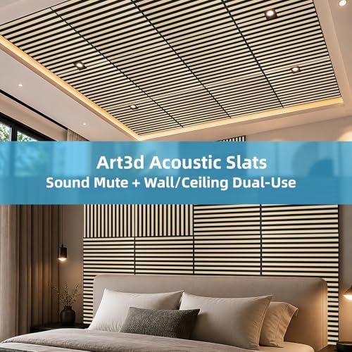 Art3d 6-Pack Acoustic Wood Slat Panel & Ceiling Tile, 2 x 2 ft - Image 4